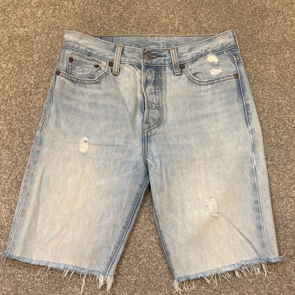 Levi's Faded Blue Ripped Jean Shorts